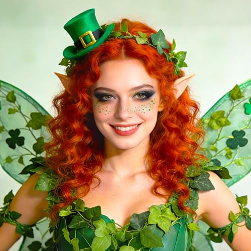 St Patrick's Day Face Tattoos - 12 Sheets Green Glitter Freckles