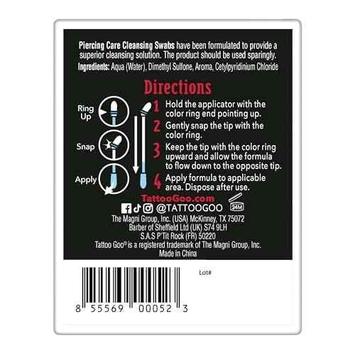 Tattoo Goo Piercing Care Cleansing Swabs, 24 Count, Medicated Cotton Swabs with No Alcohol, Oral & Dermal Aftercare, Antiseptic Formula, Helps Prevent Infection, Irritation and Scarring