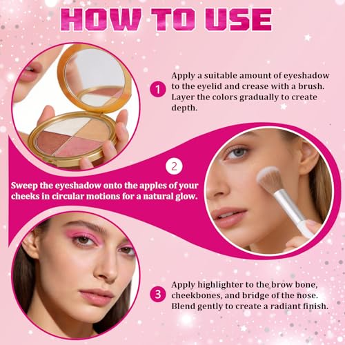 Multifunctional Eye & Cheek Palette with Blush Brush – Long-Lasting Makeup Set