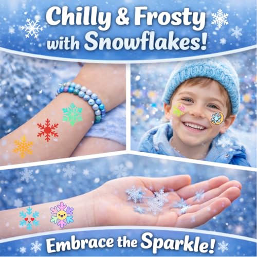 96 Snowflake Temporary Tattoos – Winter Party Favors