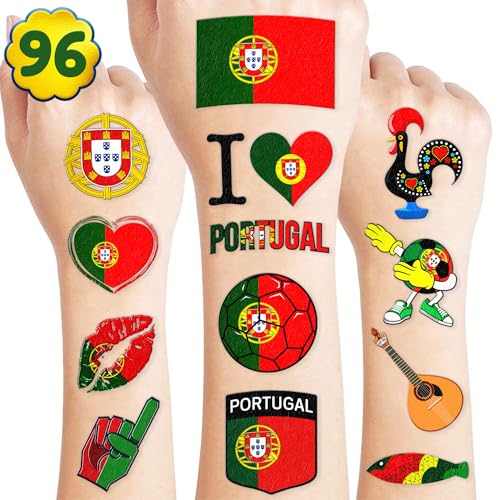 Portugal Temporary Tattoos Sticker UEFA Euro Portugal Flag for International Competitions 2024 European Championship Olympic Games Football World Cup Party Supplies Favors