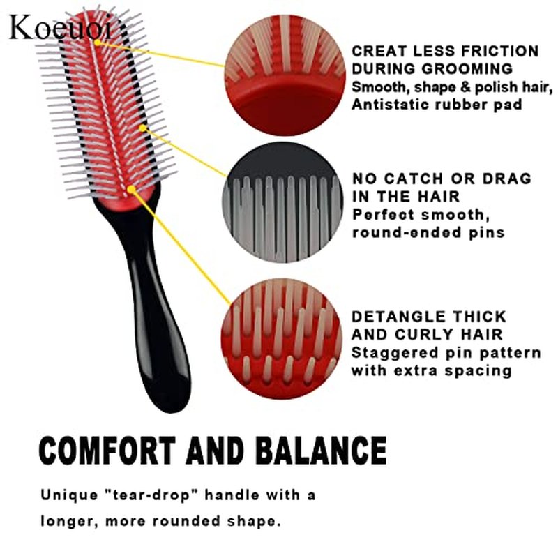 9-Row Curly Hair Brush for Detangling & Styling