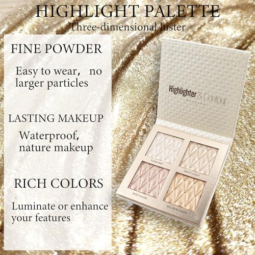 4-Color Highlighter Palette - Shimmer Bronze Contour Makeup