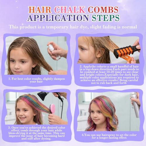 12 Colors Hair Chalk Comb Set, Temporary Washable Hair Dye