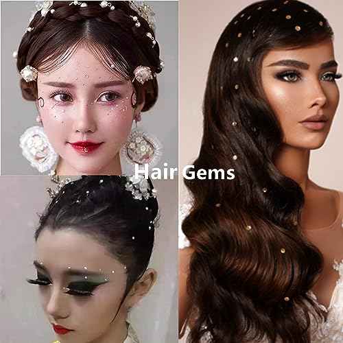 Go Ho 3 Sheets of Self Adhesive Face/Hair Gems Rhinestones,Eye Gems Diamonds Crystals Hair Jewels Stick on,Face Jewels for Singer Concerts,Festival Rave Accessories,White Rhinestone Stickers