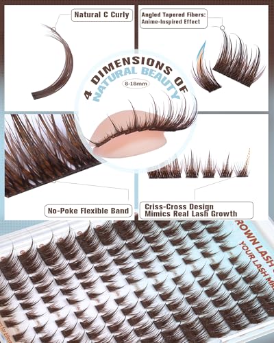Brown Cat Eye Cluster Lashes C-Curly Fox Eye Extensions