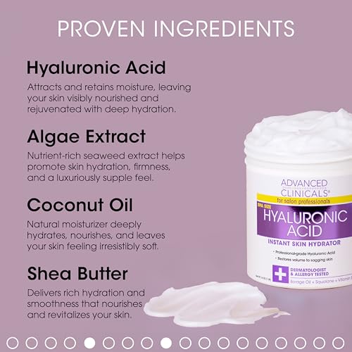 Advanced Clinicals Hyaluronic Acid Body Lotion + Firming Collagen Cream 2pc Skin Care Set | Skin Tightening Body Moisturizer & Face Lotion | Hyaluronic Acid Lotion | Skin Care Products, 2pc Bundle