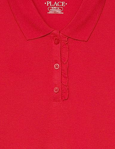 The Children's Place Girl's Short Sleeve Pique Polo, Ruby, X-Small