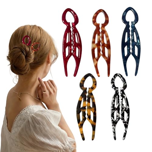 Black French Twist Hair Pins for Women - Elegant 4.2 Inch Styling Accessories