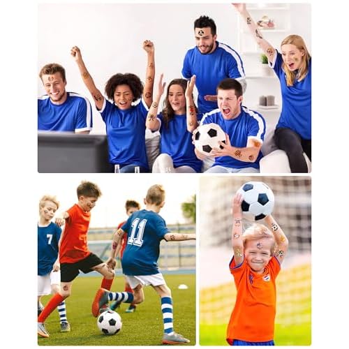 216 Pieces Cute Soccer Temporary Tattoos Stickers,20 Sheets Soccer Themed Tattoos Stickers Party Decoration Supplies Party favors for Kids Adults