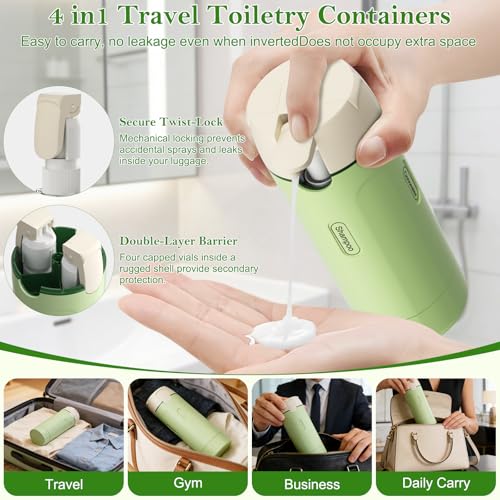 4-in-1 Travel Dispenser Bottle - Leak-Proof Toiletry Container