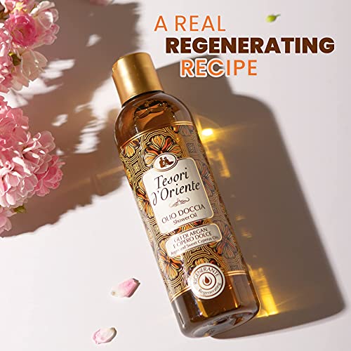 Tesori d'Oriente Bath Oil, Shower Oil Body Wash, Cleansing Oil for Women-8.45 fl oz [Made in Italy]-(Argan Oil & Sweet Cyprus)