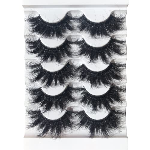 25MM Fluffy False Eyelashes - 5 Pairs 3D Faux Mink Lashes