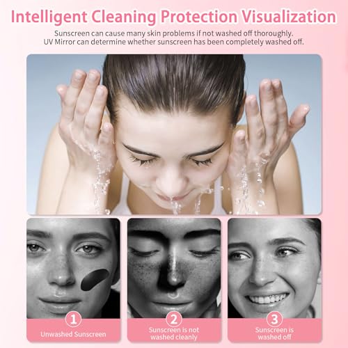 DESCHEN 2500mAh Rechargeable UV Camera UV Mirror for Sunscreen Test, 4 Inch Portable Double-Sided Travel Smart UV Lens Compact Detection Makeup Sunscreen Testing Camera Mirror, Skin Sun Protection