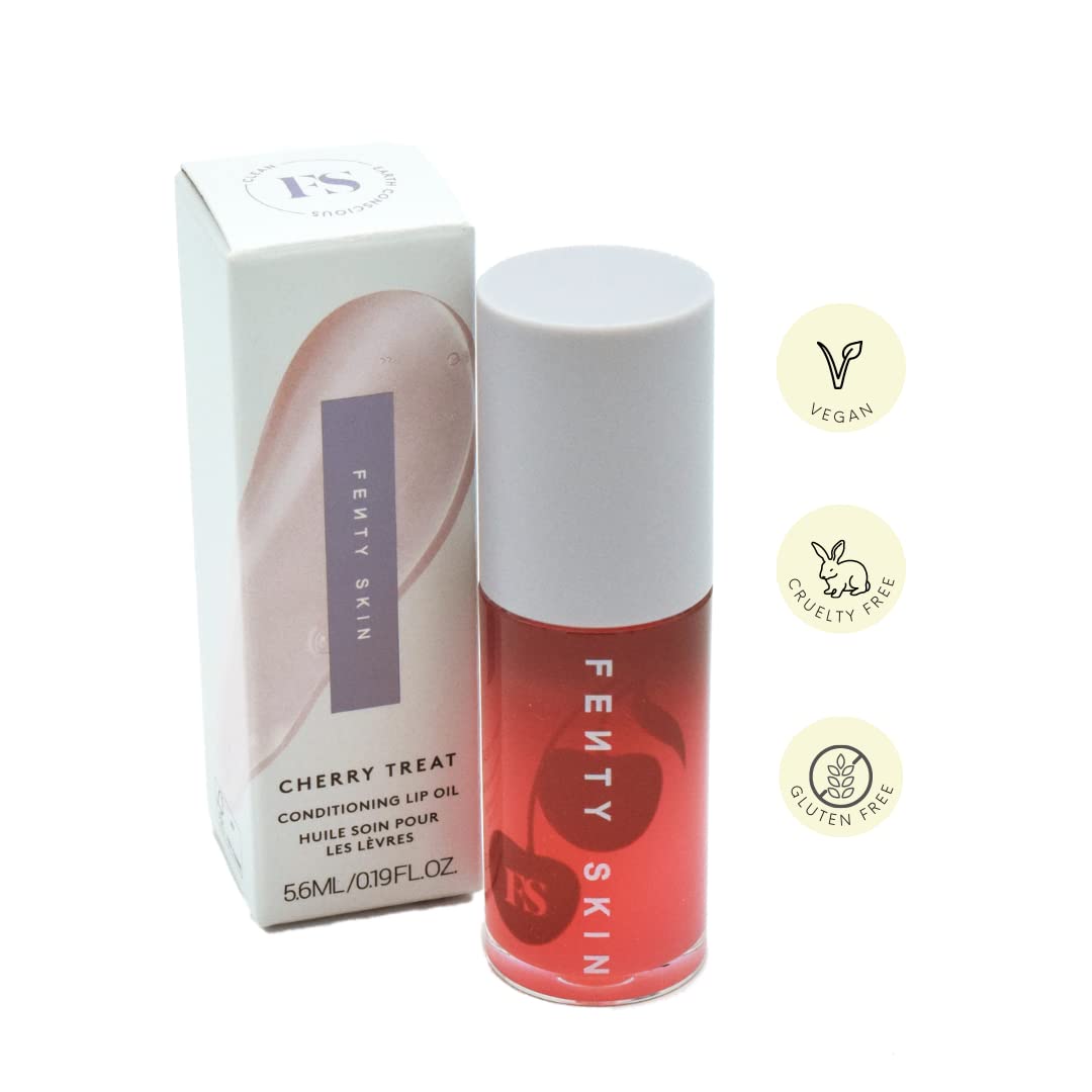 Fenty Skin Cherry Treat Conditioning + Strengthening Lip Oil Cream White 0.19 Ounce (Pack of 1)