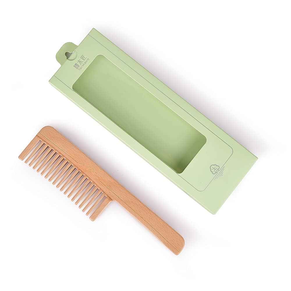 TAN MUJIANG Wood Hair Comb FSC Certified Beech Wood Wide Tooth FSJUM-001