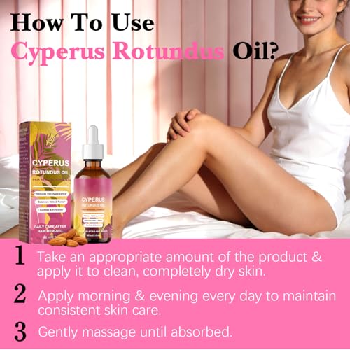 Cyperus Rotundus Hair Removal Oil - Natural Hair Growth Inhibitor | Skin Moisturizing Oil for All Skin Types | 60ml Hair Removal Treatment