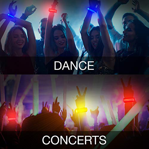 KIRALUMI 8 Pack LED Light Up Bracelets - Multicolor 7 Solid + 1 Multicolor Bands, 3 Modes