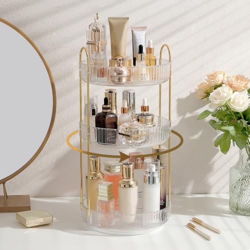 Aveniee 3-Tier 360° Rotating Makeup Organizer, White