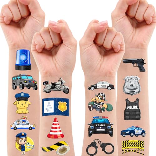 96 Pc Police Officer Temporary Tattoos for Kids