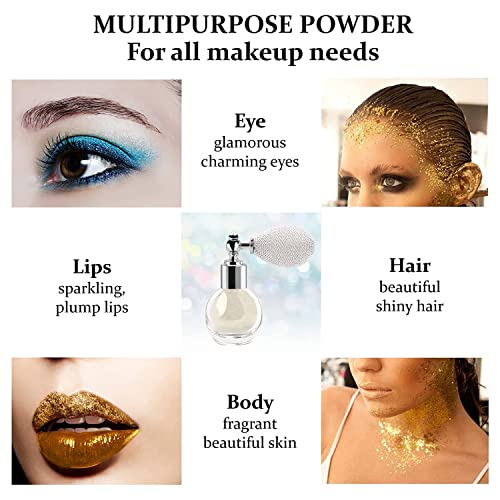 MAEPEOR Body Glitter Spray 4 Colors Shimmer Sparkle Highlighter Powder Glitter High Gloss Powder Spray for Face Body Hair Cosmetic (T02 Champagne)