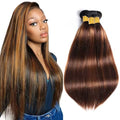 Freiuoke 300g P4/30 Light Brown Straight Hair Bundles 20/22/24in - 3 Bundles Virgin Brazilian