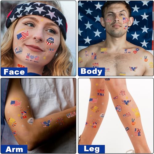 64 PCS Patriotic Temporary Tattoo Set for 4th of July Celebrations