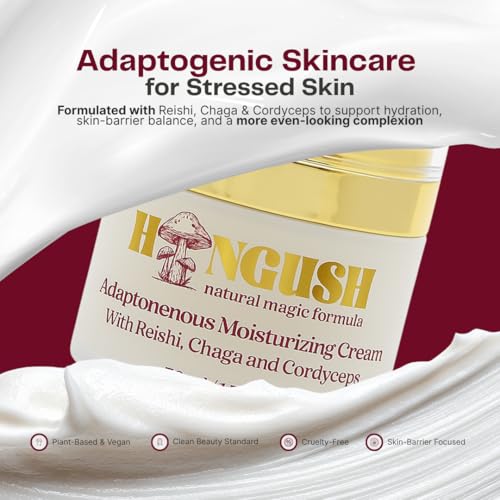 HONGUSH Facial Moisturizer ? Hydrating Face Cream with Reishi, Chaga & Cordyceps, Lightweight Non Greasy Moisturizer for Dry, Sensitive & Combination Skin, Skin Barrier Support, 50 ml