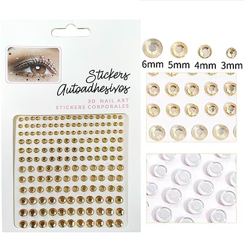 Gold Glitter Gel & Face Gems Rhinestones Makeup Set