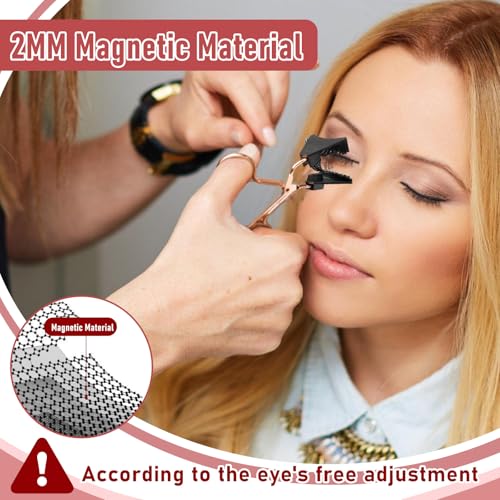 Magnetic 3D False Eyelashes with Applicator Curler, Reusable Magnetic Eyes Lashes Kit without No Glue, 3D False Eyelashes, Waterproof Artificial Magnets Eyelashes Kit for Makeup Beginer