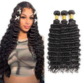 Brazilian Deep Wave Human Hair Bundles 20-24 inch #1B