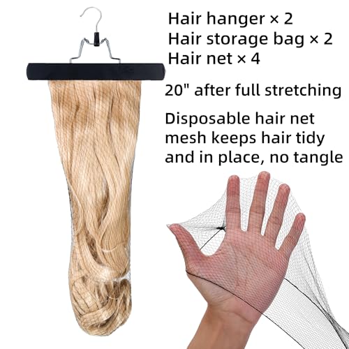 Hair Extension Hanger 2-Pack with Dust Bag & Brush