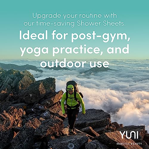 YUNI Beauty Large Body Wipes, Peppermint Citrus, 12 Count, Compostable, Biodegradable, No Rinse Body Cleanser, On-the-Go Shower Alternative