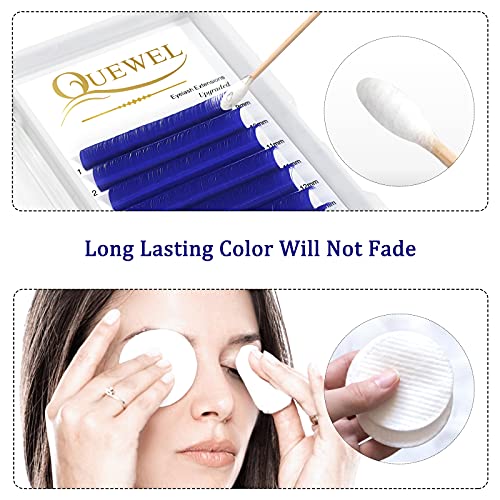 QUEWEL Easy Fan Volume Lashes .07 D Curl Blue Volume Lash Extensions 9-16mm Mixed Lash Tray Color Lashes Extension Self Fanning 2D-10D (Blue 0.07 D 9-16mm)