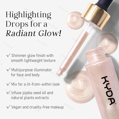 KYDA Liquid Highlighter Drops, Multiuse Liquid Glow Filter Makeup for Face & Body, Glowing Bronzer Drops with Skincare Formula, Radiant Glow Liquid Highlighter Makeup, Champange