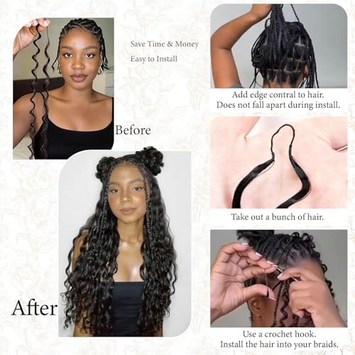 Fugool 100 Strands Feather Crochet Hair Synthetic 16 Inch Deep Wave Black for Black Women