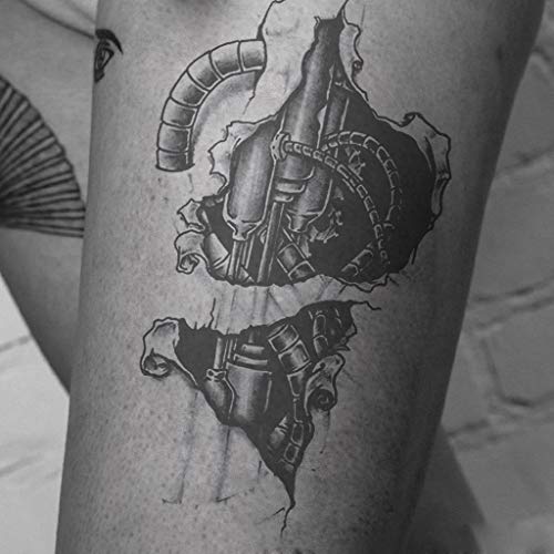 Biomechanical Gear Temporary Tattoos - 6 Sheets Waterproof Fake Tattoos
