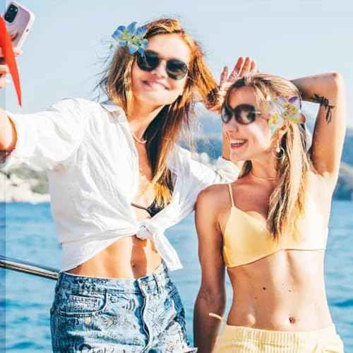 Generic 6 Colors Artificial Flower Hair Clips, Bohemian Flower Hairpin Hawaiian Hairpin for Seaside Holiday, 3.5 Inch Bridal Hair Bobby Pins Headwear for Women Girls(Two-color Mixing)