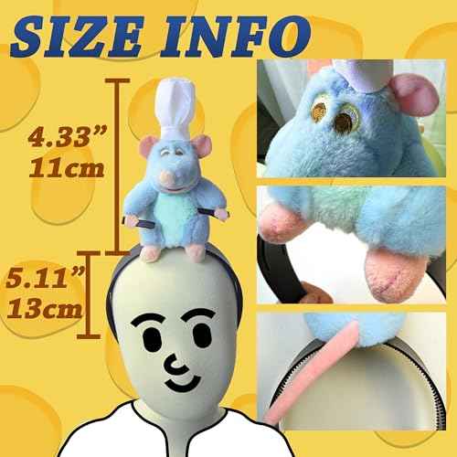 Rat Headband Clip Grabs Hair Rat Plush Mouse Ears Stuffed Animal Costume Props Funny for Adults