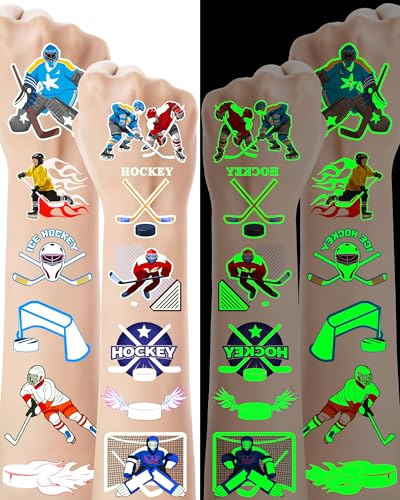 Glow in Dark Hockey Temporary Tattoos 168pc Party Favors