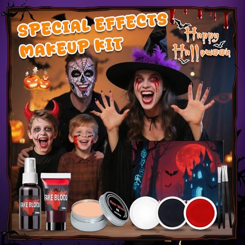 Halloween Special Effects Makeup Kit with Fake Blood & Scar Wax (20PC)