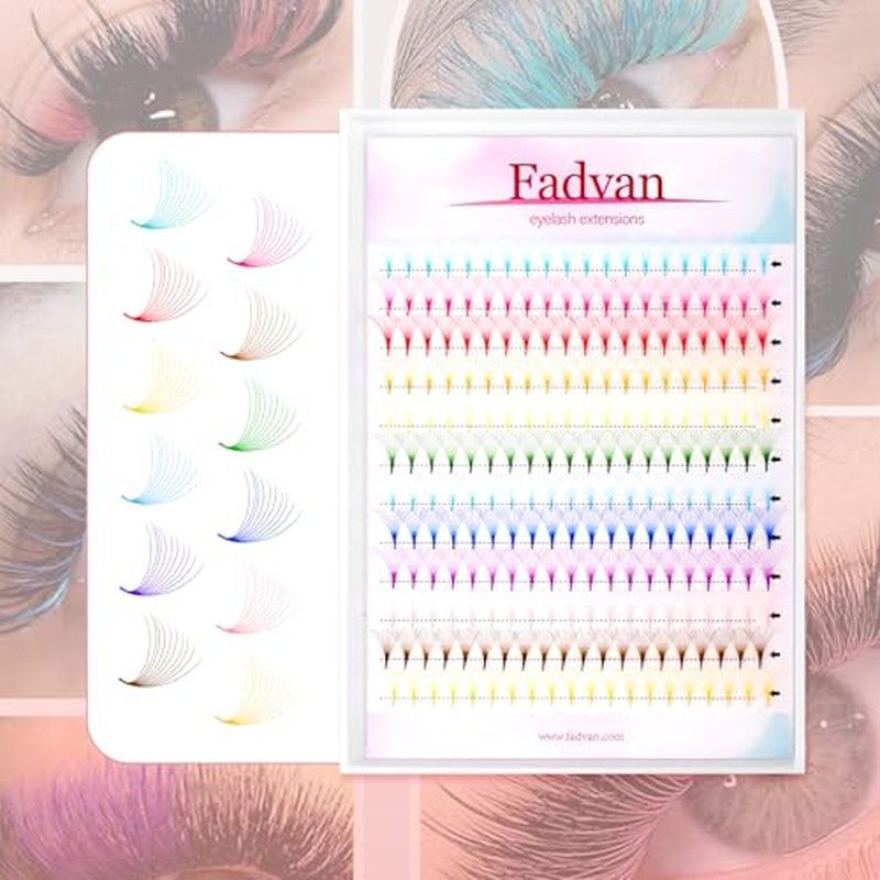 FADVAN Colored Lash Extensions lashes 240pcs 12 Color Premade Fans 10D 13mm 0.07D Curl Professional Eyelash Extensions (12 Colors, 0.07D, 13mm)