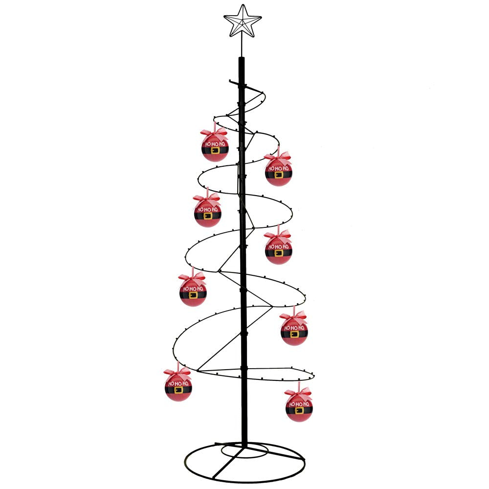 HOHIYA 7 Ft Metal Christmas Tree Spiral Wrought Iron Ornament Display Stand Hanger Wire Hook Hanging for Halloween Swarovski 2024 Decorations Gift Taiwan Made Black