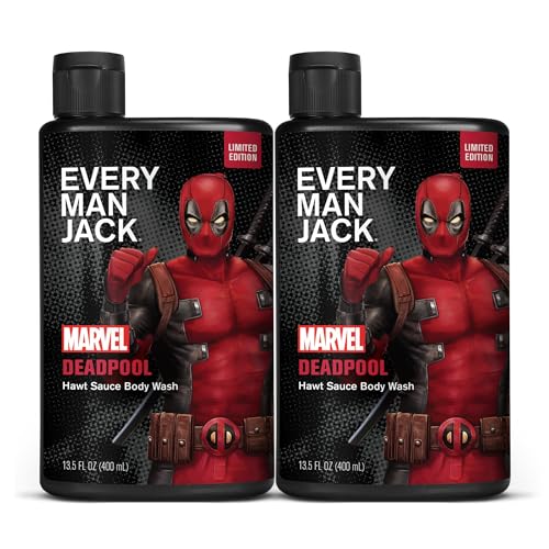 Every Man Jack Deadpool Body Wash Gift for Men ? Plant-Based Cleansers & Moisturizers ? Paraben & Dye Free ? 13.5 fl oz (2 Pack)