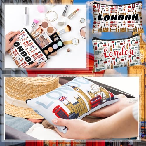 Reginary 12 Pack Cosmetic Bag Travel Souvenirs Gift Makeup Bag Lover Gifts Friendship Family Toiletry Storage for Women Vacation Traveller Trip(London)