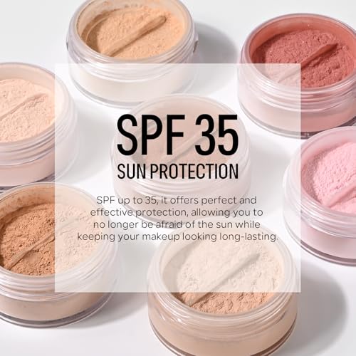 Mineral Powder Bronzer, SPF 35 Natural Glow Contour Sunscreen Loose Powder, Blendable Formula Buildable Coverage Lightweight and Oil Control Makeup Face Contour Powder-Warmth, 0.28oz