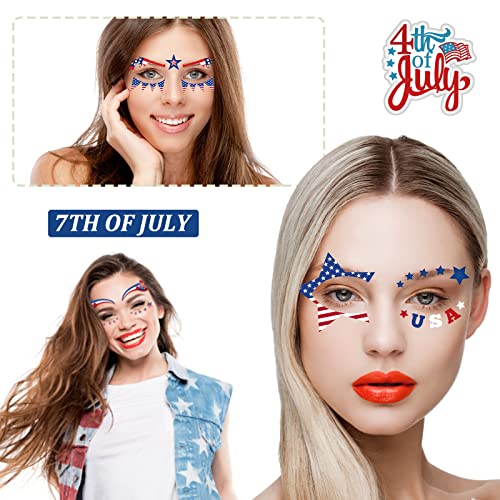 10 Sheet 4th of July Decorations Temporary Tattoos Eye Stickers Independence Day Themed Face Stickers America Flag Red White and Blue Fake Tattoos USA Party Supplies
