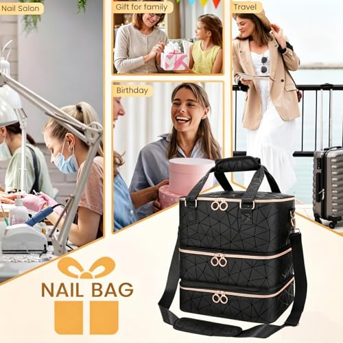 Nail Polish Organizer Bag - Holds 84 Bottles, 3-Layer Storage Case