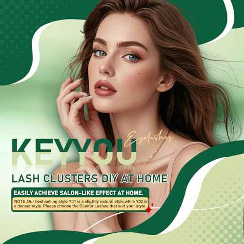 Lash Clusters,96 Pcs Cluster Lashes D Curl 10-18MIX DIY Lash Extensions Eyelash Clusters,KEYYOU Volume Wispy Individual Lashes Soft&Comfortable Easy DIY at Home(Y01,D-10-18MIX)