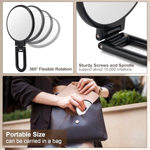 10X Magnifying Mirror with 1X Normal Side, Handheld Makeup Mirror